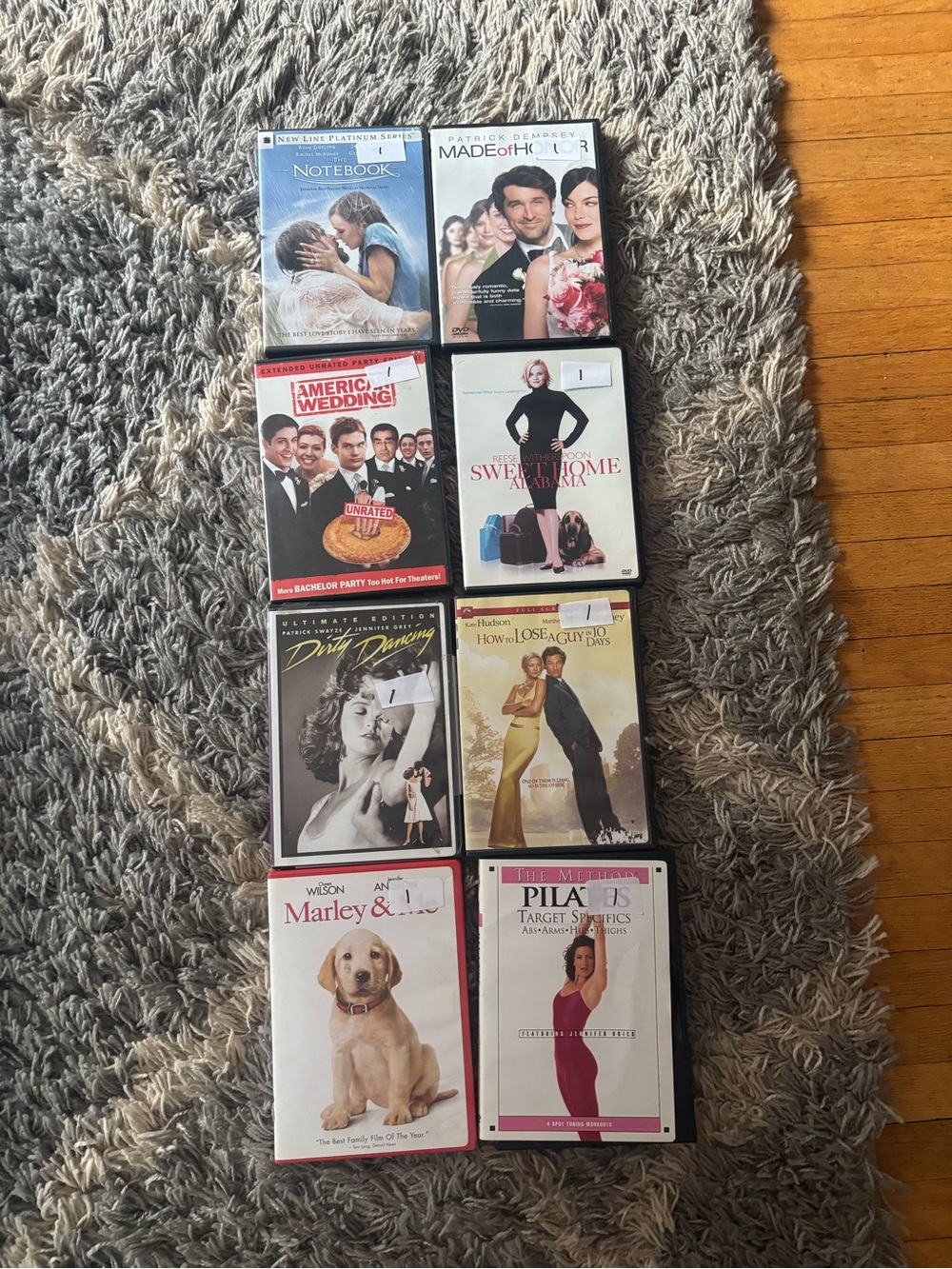 Lot of 8 DVD Movies — Assorted Covers (White, Black, Red, Beige)